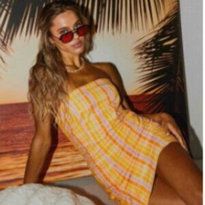 Peppermayo Girls Lunch Tube Mini Dress Orange and Pink Size 4 Vacation Resort